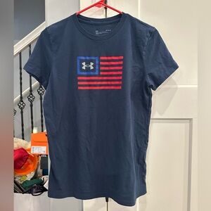 Under Armour Dark Blue Tee with Red Stripes